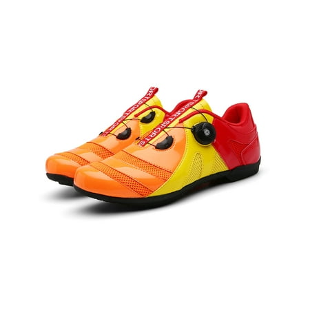 

Gomelly Mens Womens Cycling Shoes Comfort Bike Shoe Road Sneakers Lightweight Training Sports Orange Yellow Green 12 men