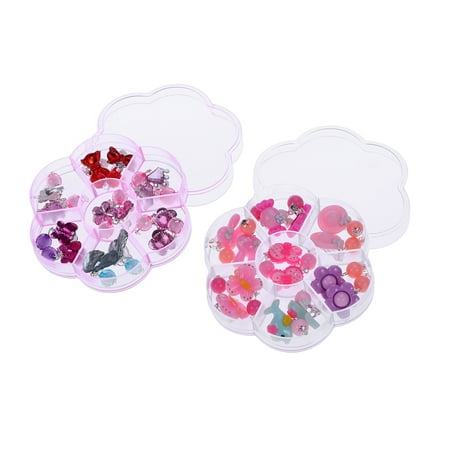 Young Girls Play Earrings Box Set Clip-on Jewelry Little Kids Accessories Party Gift for Dress-up Pretend Role Play Birthday Party 14 Pairs