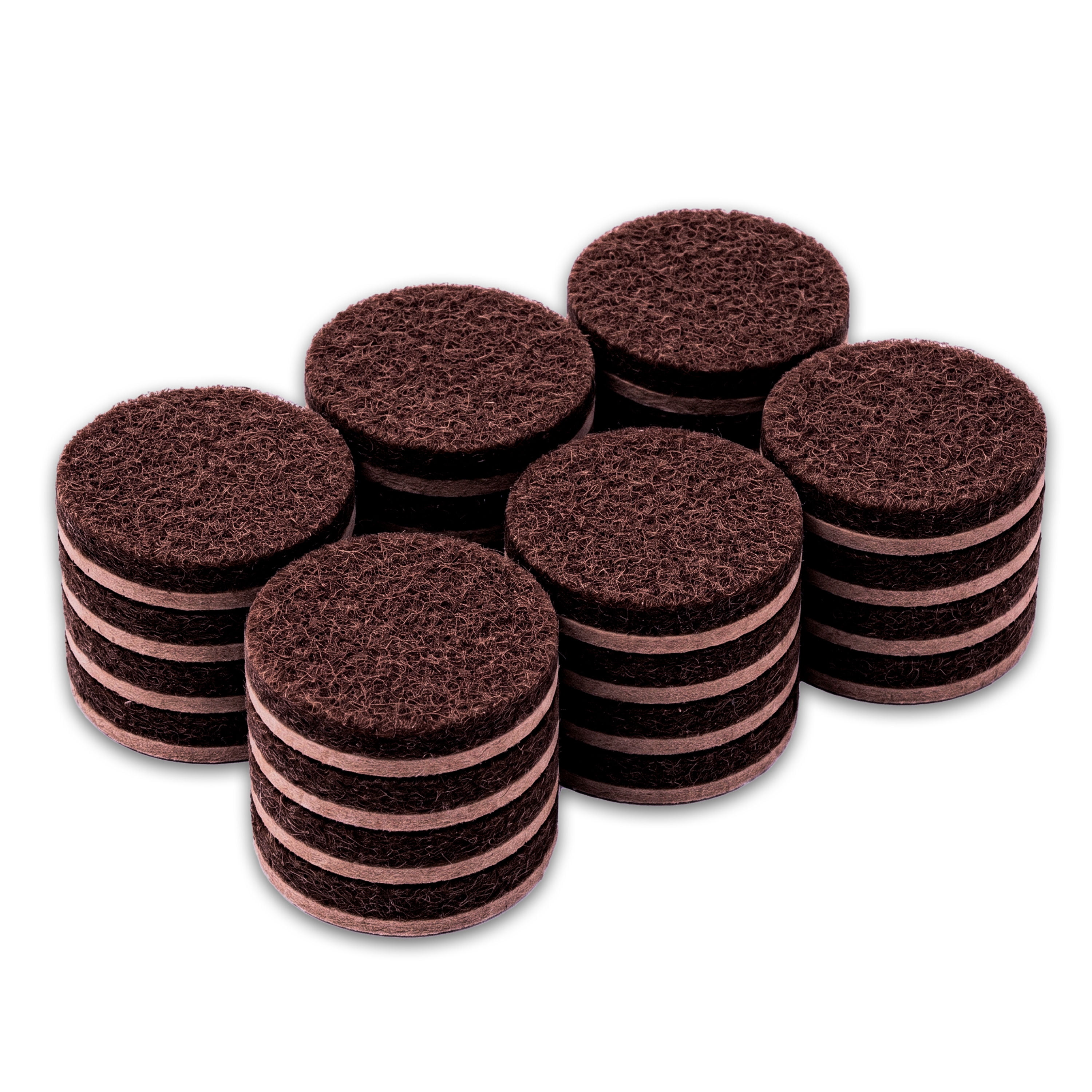 Super Sliders 1.5 Inch Round Felt Pads Brown 24 Pack