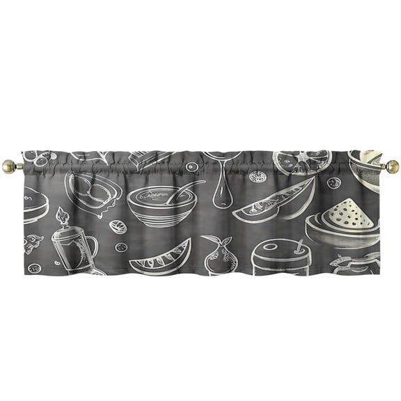 Kitchen Food Colorful Cooking Chef Kitchen Curtains 54x18 Inch Window Curtain over Sink Kitchen Curtains Set Small Short Tier for Bathroom Cafe Rod Pocket