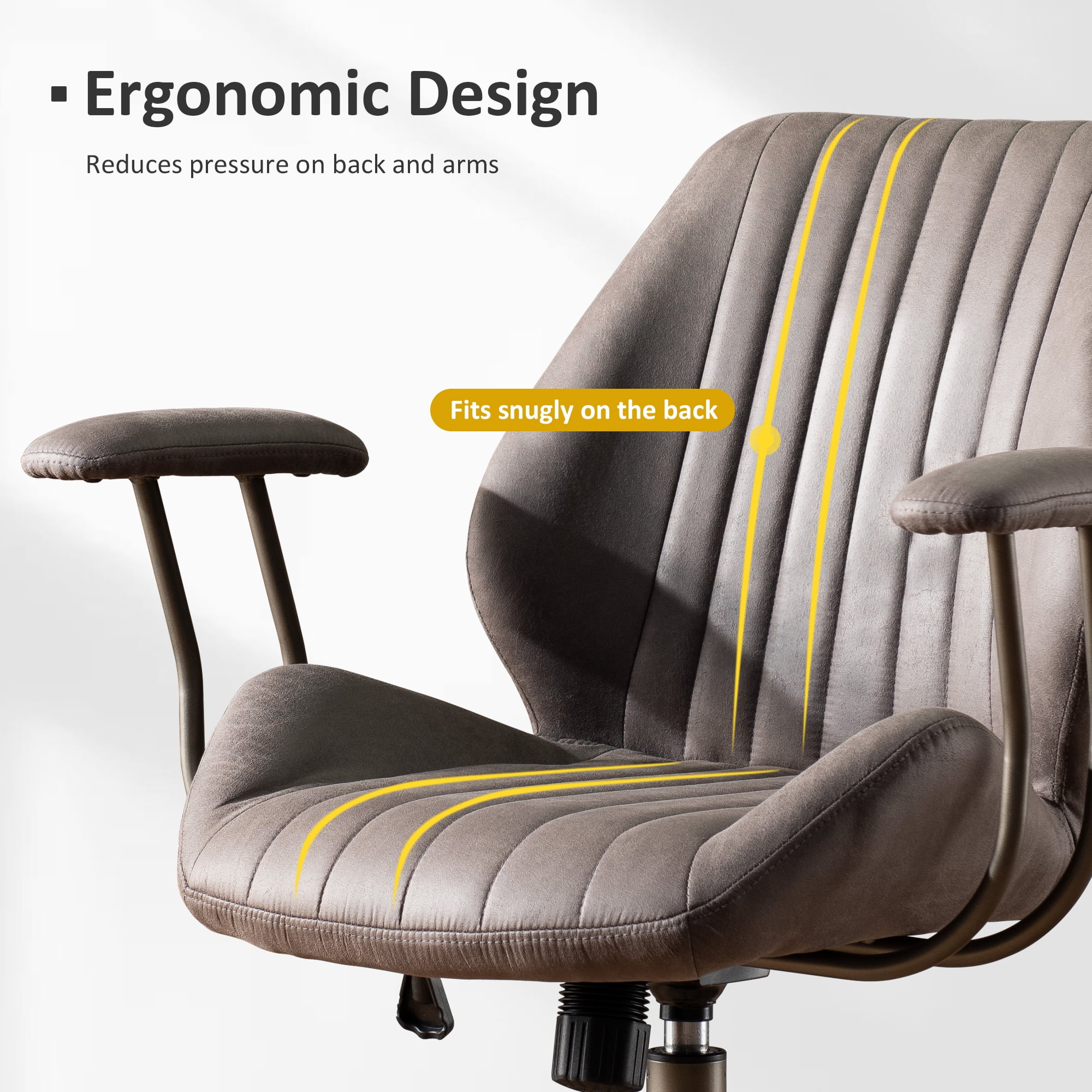 Ovios Office Chair Ergonomic Height Adjustable Home Computer Chair Rolling Swivel Task Chairs with Suede Leather