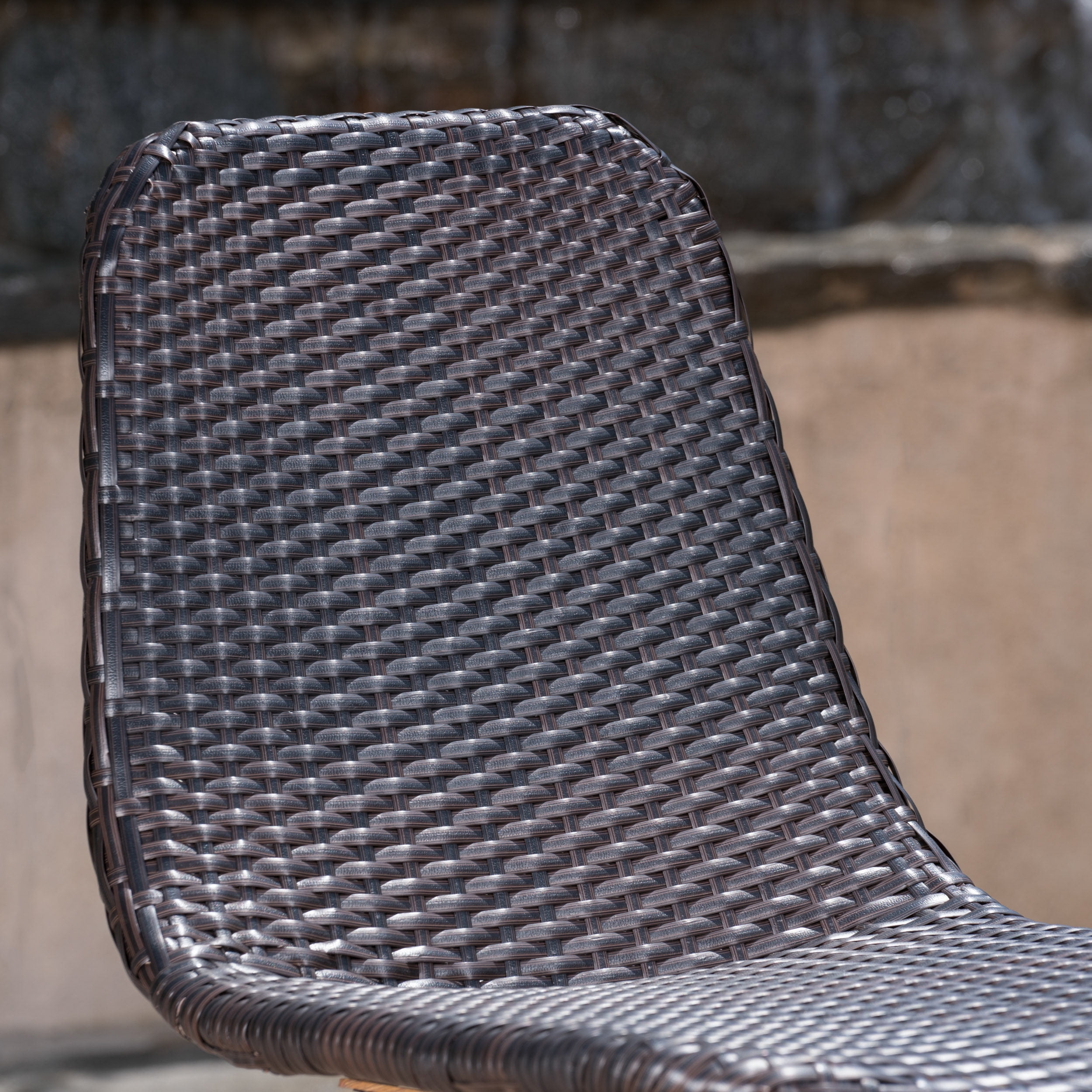 Patio Dining Chairs, Outdoor Chairs Set of 2, Woven PE Wicker and Iron Frame Seating with Tapered Legs, Easy Assembly Furniture for Veranda, Deck, or Garden in Brown Multi
