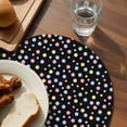 thumbnail image 3 of Colorful Polka Dot Round 13 Inch Placemats Set of 4, Modern Minimalist Geometric Black HeatResistant Non Slip Place Mats for Dining Table, Wipeable Braided Kitchen Table Mats for Housewarming, 3 of 9