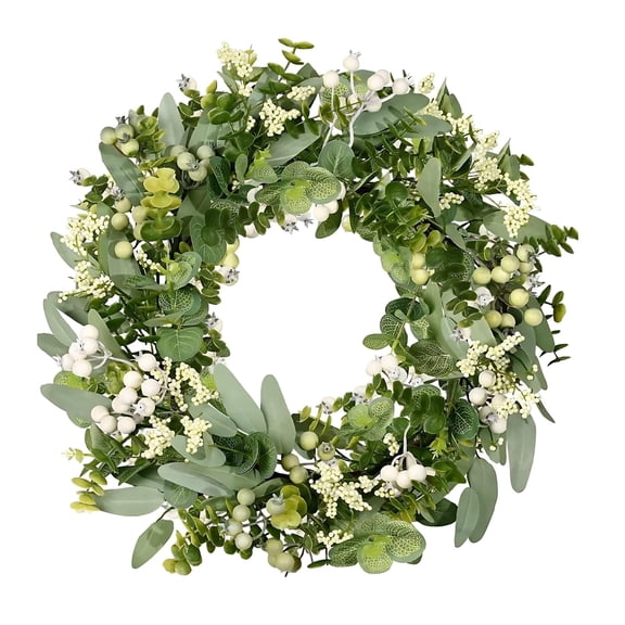 Spring Wreath for Front Door, 19.7 Inch Faux Leaves and Berry Wreath for Easter, Indoor Outdoor Home Wedding Patio Decor