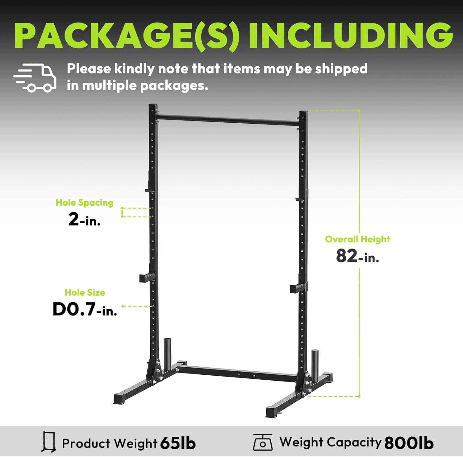 HANDBODE Power Rack with Pull Up Bar, Multi-Functional Power Cage for Home Gym, Heavy Capacity Adjustable Squat Rack Fit 6 FT, 7 FT Barbell, Weightlifting, Strength Training, Bench Press