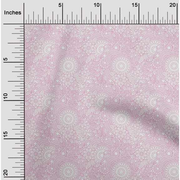 oneOone Viscose Chiffon Light Pink Fabric Floral Mandala Artistic Diy Clothing Quilting Fabric Print Fabric By Yard 42 Inch Wide