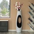 thumbnail image 2 of Modern Unique Design White Floor Flower Vase with Black Interior, for Living Room, Entryway or Dining Room, 43 inch, 2 of 7