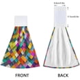 thumbnail image 4 of SKYSONIC 2 PCS Hanging Hand Towels Rainbow Squares Geometric Hand Dry Towels for Kitchen & Bathroom,Hanging Towel Set with Hanging Loop, 12"x17", 4 of 6