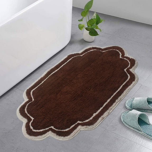 Home Weavers Allure Collection Bathroom Rug 100% Cotton Tufted Bathroom Rug, Soft & Absorbent Bath Rugs, Non-Slip Bath Rug, Machine Wash Dry Bath Mats - 21"x34" Bath Rug, Brown