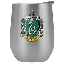 Harry Potter Official Slytherin Crest 12 oz Stemless Tumbler, Stainless Steel Travel Cup|Lake Tumbler|Insulated with Leak Resistant Slide-Lock Lid, Stainless Steel