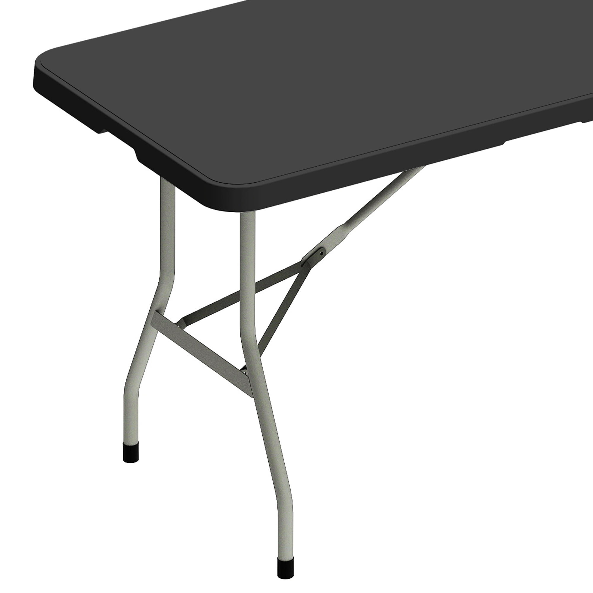 Uforic 8ft Outdoor Folding Picnic Table, HDPP Resin Top with Gray Powder-Coated Steel Legs, Black