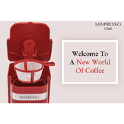 Mixpresso Personal Single-Serve Coffee Maker & 14oz Travel Mug, Drip Small Coffee Maker & Tumbler, Auto Shut Off & Reusable Filter, Red Coffee Maker Compatible with Coffee Grounds