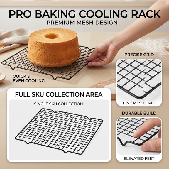 Baking Cooling Rack | Non-Stick Rectangular Wire Rack for Baking Sheet | Versatile Cooling Rack Baking for Cookies Cakes Meats | Great Holiday Baking Gift | Durable Stainless