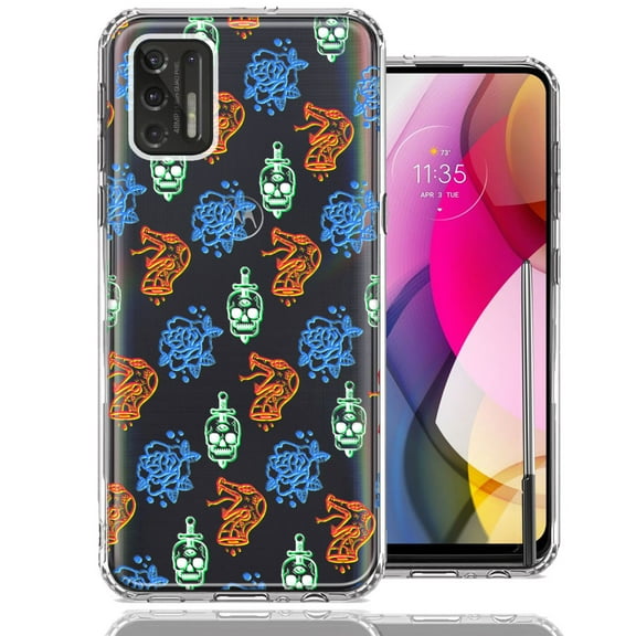MUNDAZE For Motorola Moto G Stylus 2021 Snakes Skulls Roses Design Double Layer Phone Case Cover