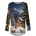 thumbnail image 4 of Wancir Women's Merry Christmas Shirts Funny Leopard Plaid Tree Graphic Cute Long Sleeve Crewneck Tees Tops, 4 of 5