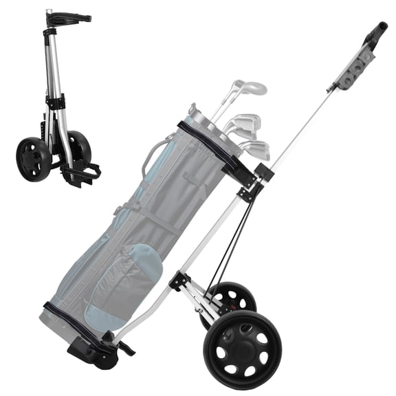 2-Wheel Foldable Golf Push Cart with Scoreboard Holder and Foot Brake, Portable Golf Trolley for Course Use