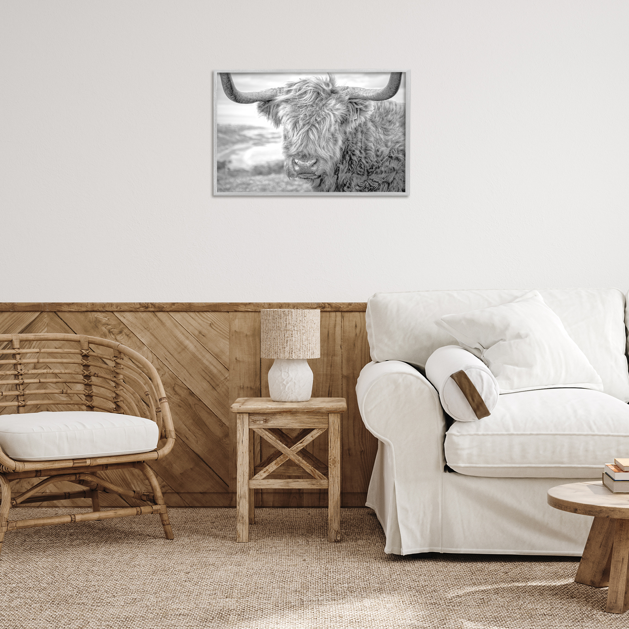 Stupell Industries Close Up Fuzzy Cattle Animals & Insects Photography Gray Framed Art Print Wall Art, 24 x 16