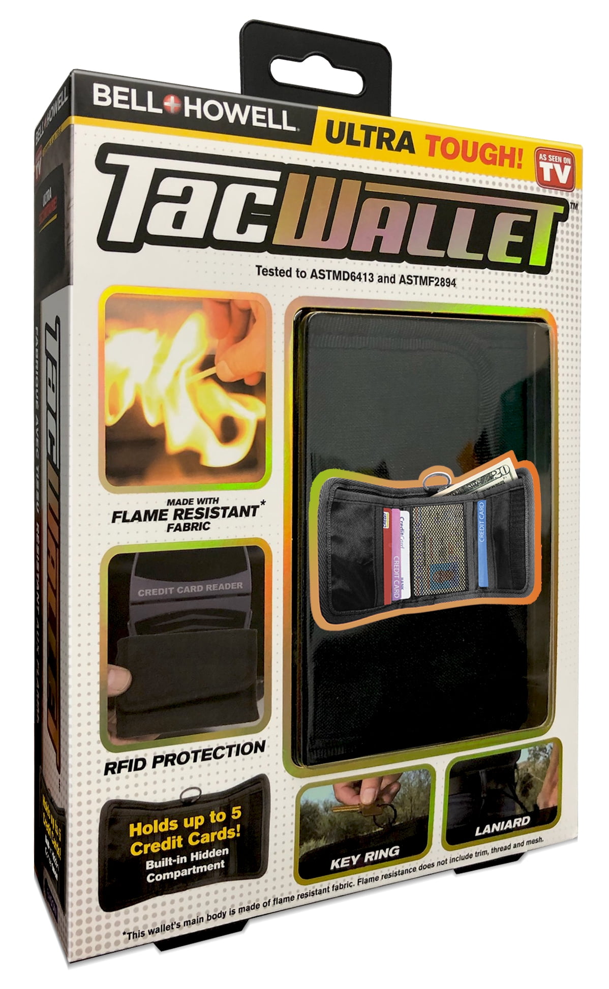 Bell+Howell Tac Wallet - RFID protection, flame resistant, slim design, holds up to 5 credit cards! As Seen on TV