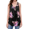 thumbnail image 3 of Hibeli Women Sleeveless Floral Print U Neck Zip-up Back Swing Summer Tunic Tank Tops, 3 of 7