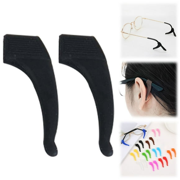 ZTTD 5 Paires de Grips d'Oreille pour Lunettes - Grips d'Oreille pour Lunettes Antidérapants, Crochet d'Oreille en Silicone, Manchon de Fixation d'Oreille pour Lunettes de Sport, Lunettes de Soleil Lunettes de Presbytie, Noir