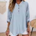 thumbnail image 2 of EDFBUYKRS Deep V Neck Womens Tops Fall Long Puff Sleeve Shirts Dressy Casual Tunic Blouses Xxl, 2 of 5
