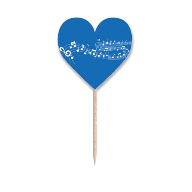 Blue Dancg Music 5-le Staff Toothpick Flags Heart Lable Cupcake Picks