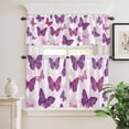 thumbnail image 6 of Purple Butterfly Curtain Valances Set Cartoon Cute Style Kitchen Curtains 24&nbsp;inch Length Rod Pocket Valance and Tiers 3 Piece Set Small Bedroom Bathroom Laundry Decor, 6 of 9