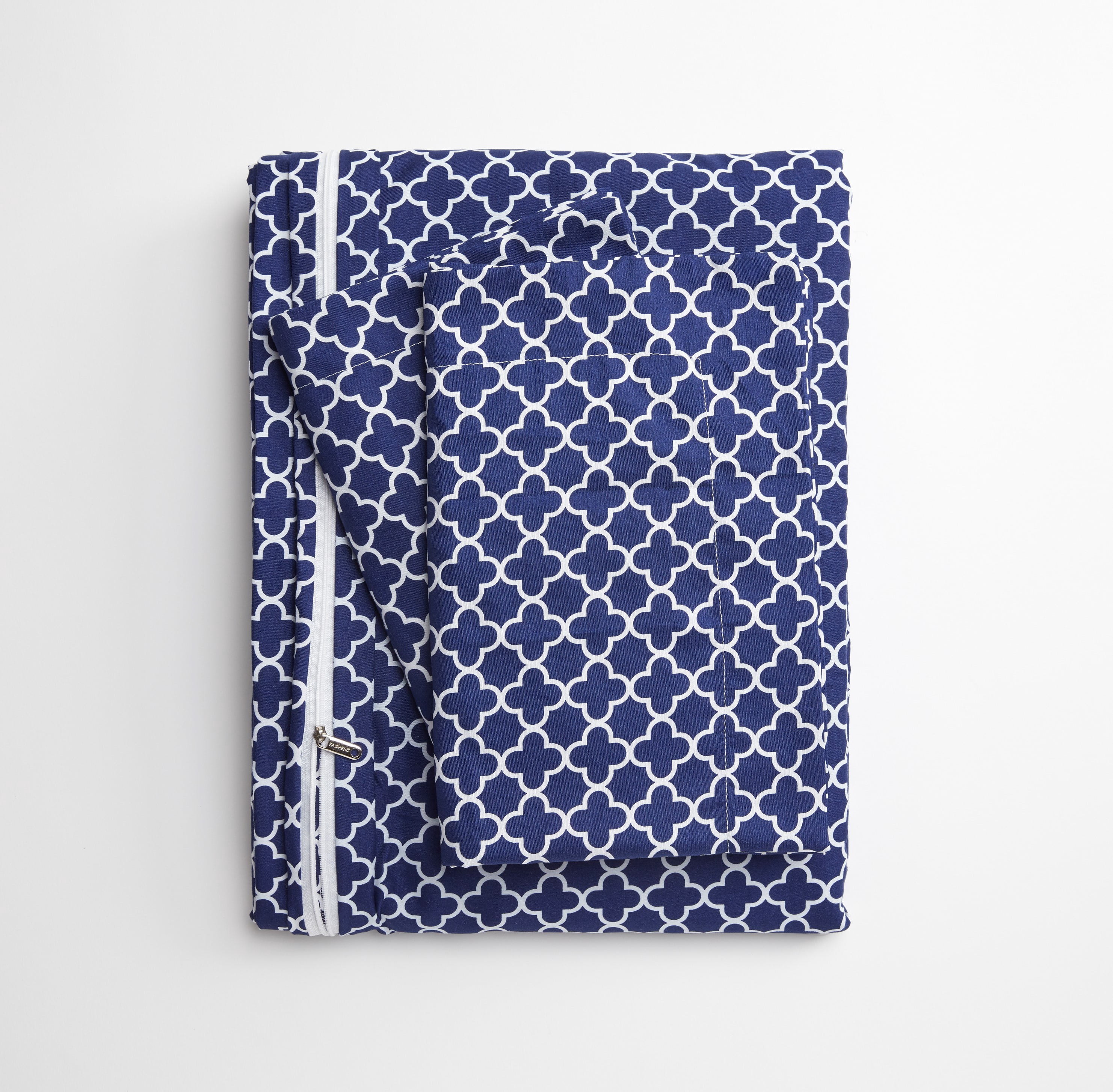 Noble Linens Navy Quatrefoil Pattern Duvet Set 2-Piece Duvet Cover Set, Twin/TwinXL