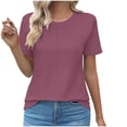 thumbnail image 2 of CHGBMOK Womens Casual Crew Neck Short Sleeve Pleated Tops Summer Tee Shirts Basic Blouses, 2 of 5
