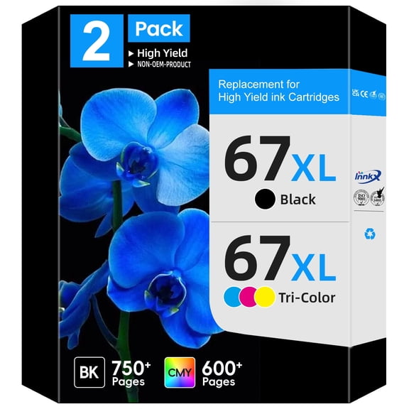 67XL 67 Ink Compatible for 67 Ink Cartridge for Ink 67 Work for DeskJet 2700e 2752 2755e Envy 6000 6055e Printers (Black, Tri-color)
