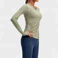 thumbnail image 5 of YueHuiYing Compression Shirt Women Long Sleeve V Neck Workout Tops Dry-Fit Gym Yoga Moisture-Wicking Sports Base Layer T-Shirts Green XL, 5 of 6