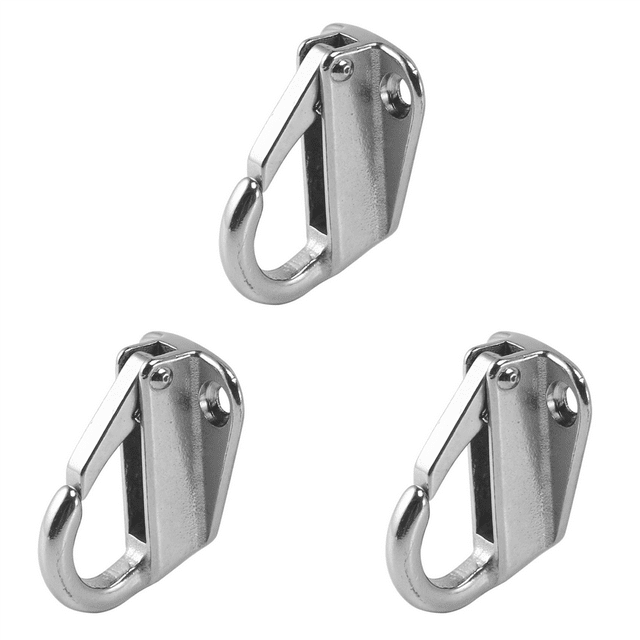 Marine Boat Hooks Stainless Steel Spring Snap Type Fending Hook Hanger 3 Pcs,3 x Boat Fender Hook,Silver