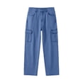 thumbnail image 2 of GrmtClth Men Casual Daily Cargo Jeans, Male Street Trousers, Wide Leg Multi Pocket Loose Denim Bottoms, Soft Denim Daily Fashion Garment Dark Blue XL, 2 of 5