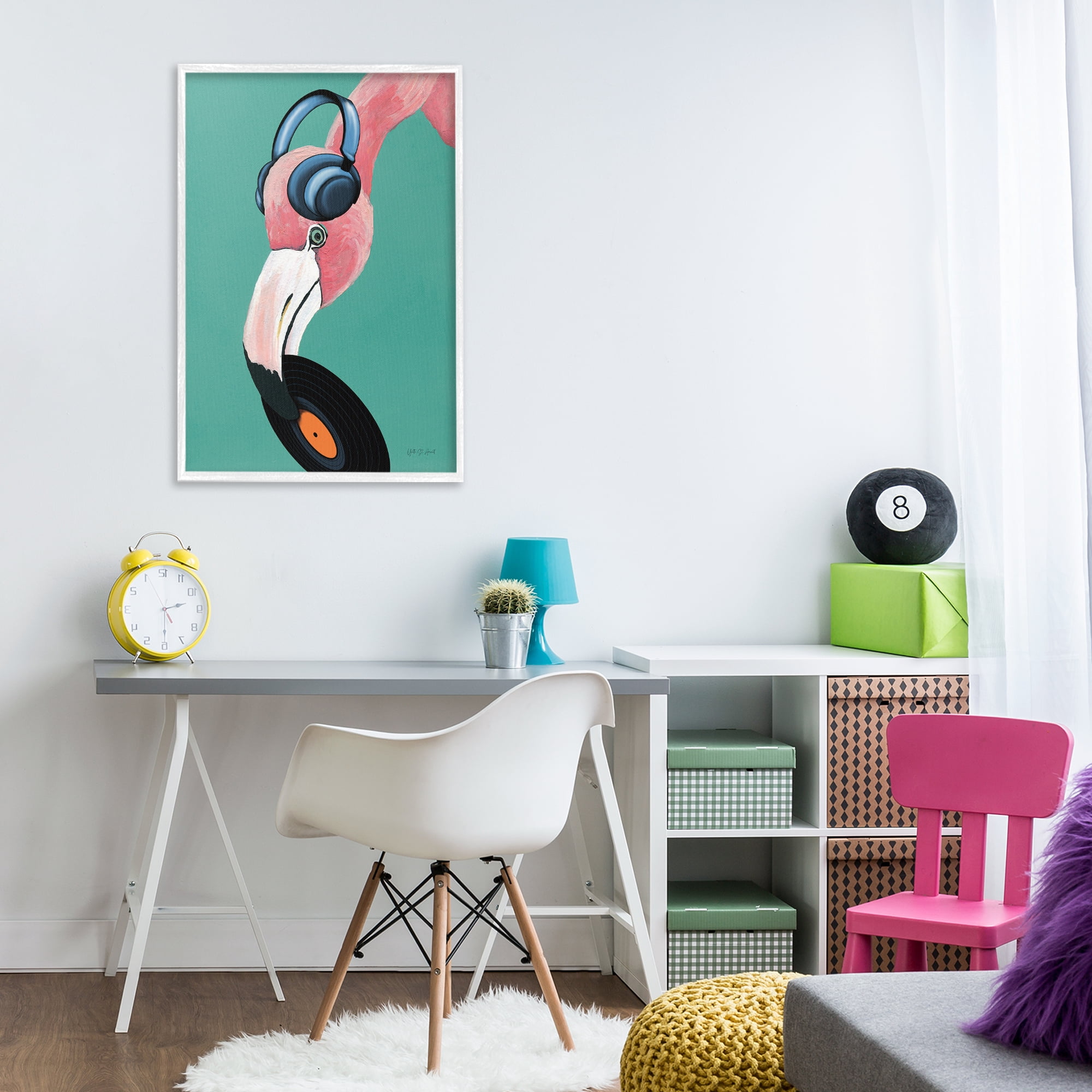 Stupell Industries Fun Musical Flamingo Animals & Insects Painting White Framed Art Print Wall Art, 20 x 30