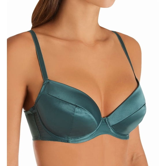 Women's Pour Moi 18800 Satin Luxe Plunge Padded Bra (FOREST 32E)
