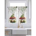 thumbnail image 2 of Kitchen Curtains 54 Inches length, Mushroom Frogs Window Treatment Curtain Drapes, Spring Floral Summer Eucalyptus Leaves Thermal Insulated Drapes for Basement Hotel RV, 42"x54", 2 Panels, 2 of 7