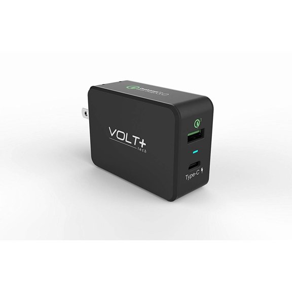 Professional 33W QC 3.0 Compatible with Microsoft Surface Book 2/Book 3/Pro X/Go 2/Pro 7 Quick Adaptive Fast Charge 3.0 with Folding Blade Plus Both MicroUSB/Type-C Cables [Black/UL Certified]