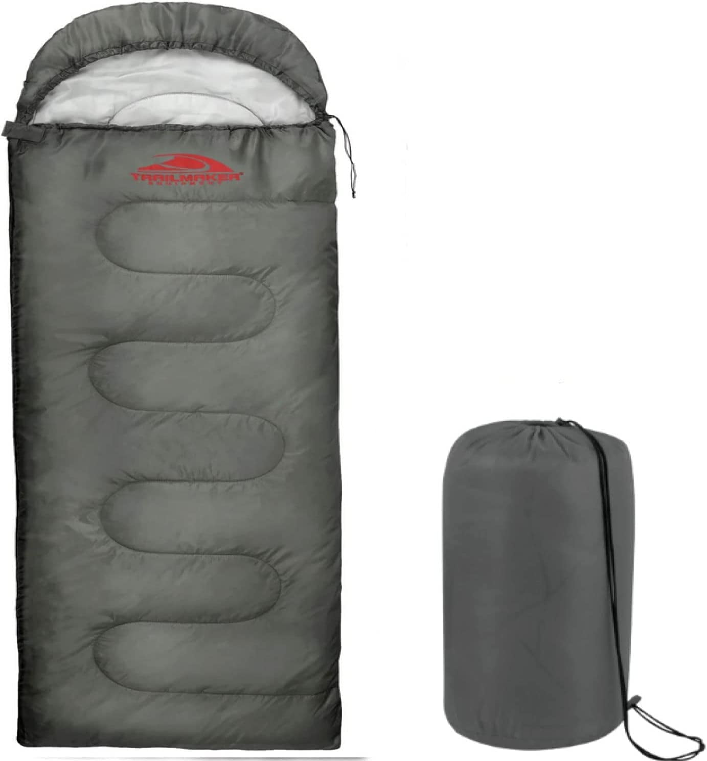 10 Pack of Bulk Wholesale Cold Weather Hooded Sleeping Bags for Adults, Kids, Homeless, Camping, Indoors, Outdoors - 10 Count Hooded Sleeping Bags in Gray 71"L x 30"W