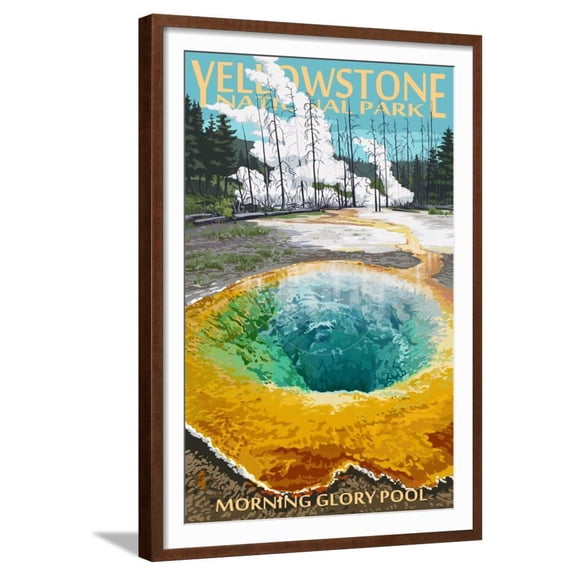 Morning Glory Pool Yellowstone National Park, Scenic Framed Art Print Wall Art by Lantern Press Sold by Art.Com