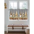 thumbnail image 2 of Gnomes Sunflowers 2 Panel Kitchen Curtains for Small Windows, Pastoral Botanical Black White Plaid Wooden Bathroom Tier Curtain, Short Window Treatment for Bedroom/Living Room 55"x36", 2 of 6