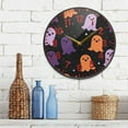 thumbnail image 3 of Yayeee Wall Clock Battery Operated 9.5" Silent Non-Ticking for Living Room, Halloween Orange Ghosts, 3 of 8