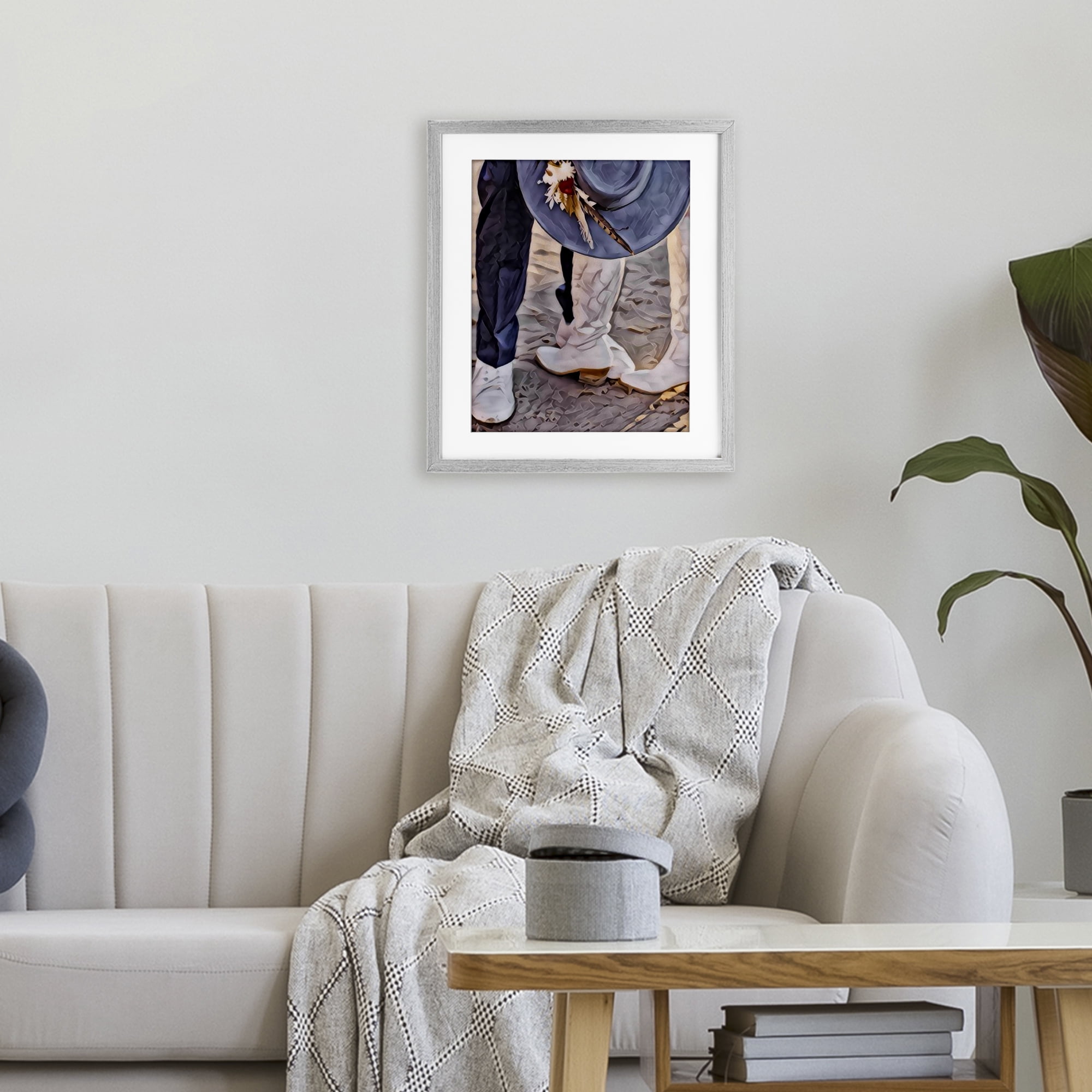 Elope In The Desert Gray Framed Print Under Glass, design by Jesse Keith