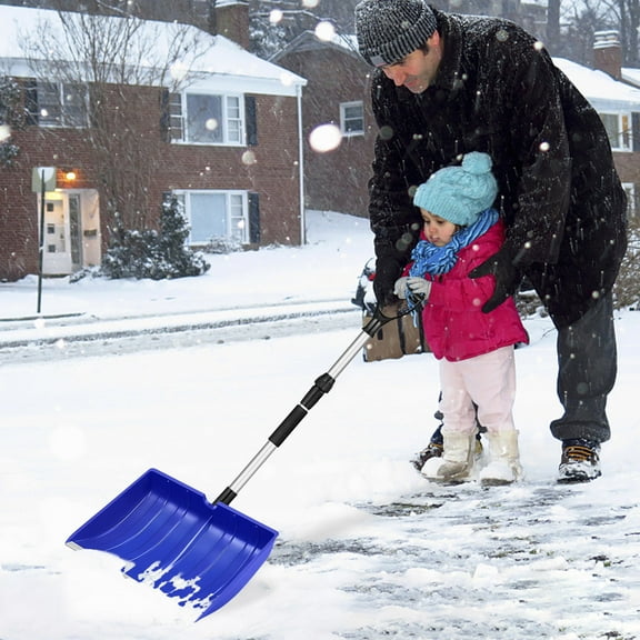 Vfedsrsge Blue Snow Shovel Large Capacity Long Handheld, Winter Snow Removing Tools for Driveway, Yard, Porch