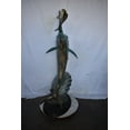 thumbnail image 4 of Nifao Marlin Fish Catching A Small Fish in Action Bronze Statue – Garden Outdoor Decor Sculpture, 28"L x 16"W x 50"H, 4 of 10