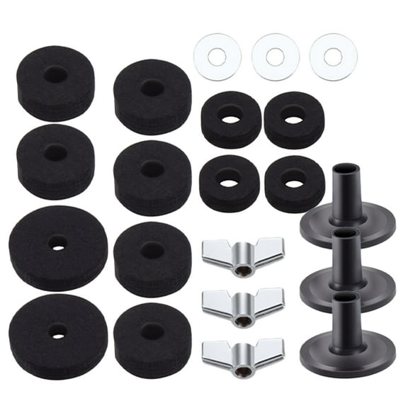 KONTONTY 1Set Drum Clutch Felt Pads Black Nonslip Cymbal Replacement Accessories for Home Use