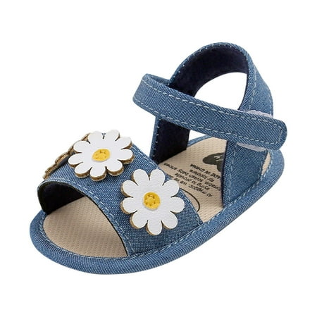 

Penkiiy Toddler Shoes Baby Girls Cute Fashion Cotton Flowers Non-slip Soft Bottom Sandals Smart Step First Walkers Shoes 6-12 Months Blue 2023 Summer Deal
