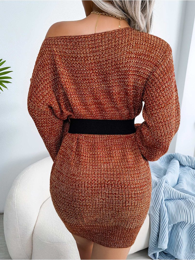 orange off the shoulder sweater dress Tia Knit Off Shoulder Sweater Dress