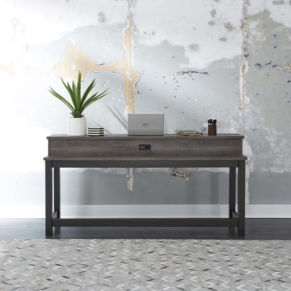 Liberty Furniture Tanners Creek Console Bar Table with Charging Station - Gray