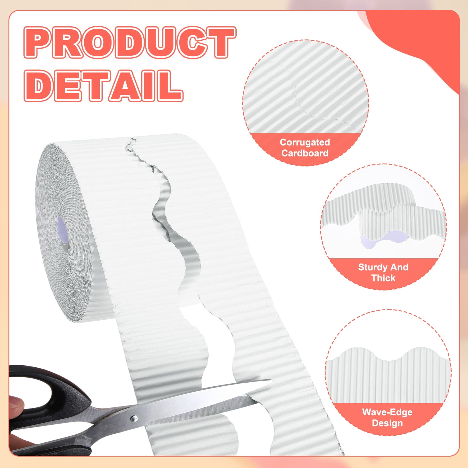 Uxcell 2 Rolls 24.6ft Bulletin Board Border, Scalloped Trim Paper Corrugated Paper Wavy Border for Bulletin Crafts Offices DIY Project Party Cork Poster, White