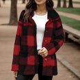 thumbnail image 4 of Women's Plaid Fleece Jacket with Pockets and Button-down Fleece Coat Wine M, 4 of 6